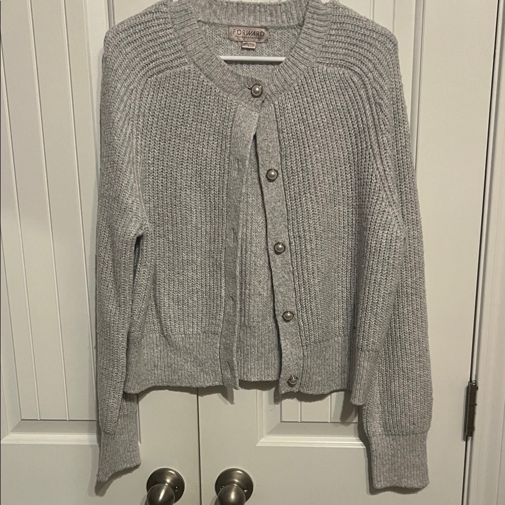 Gray Ribbed Cardigan